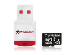 Transcend 4GB microSDHC with USB Card Reader - TS4GUSDHC6-P3