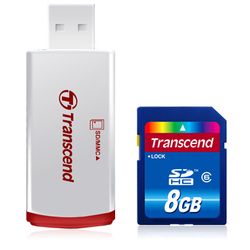 Transcend 8GB SDHC (Class 6) with Card Reader - TS8GSDHC6-P2