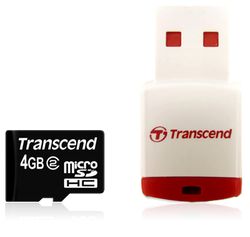Transcend 4GB microSDHC Class 2 with Card Reader - TS4GUSDHC2-P3