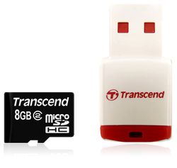 Transcend 8GB microSDHC Class 2 with Card Reader - TS8GUSDHC2-P3