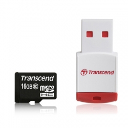 Transcend 16GB microSDHC Class 10 with Card Reader - TS16GUSDHC10-P3