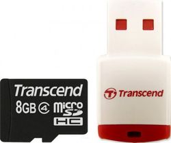 Transcend 8GB microSDHC Class 4 with USB Card Reader - TS8GUSDHC4-P3