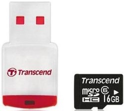 Transcend 16GB microSDHC Class 4 with USB Card Reader - TS16GUSDHC4-P3