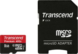 Transcend 8GB microSDHC C10 UHS-I with adapter - TS8GUSDU1