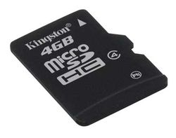 Kingston 4GB microSDHC (Class 4) SD adapter not included - SDC4/4GBSP