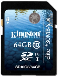 Kingston 64GB SDXC Gen 3 Elite (UHS-I 200X) - SD10G3/64GB