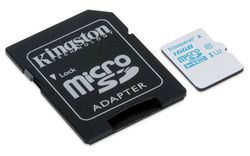 Kingston 16GB microSDHC Class 10 Action Camera UHS-I U3 Card with SD Adapter - SDCAC/16GB