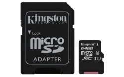Kingston 64GB microSDXC UHS-I Class 1 (U1) Canvas Select with SD Adapter - SDCS/64GB