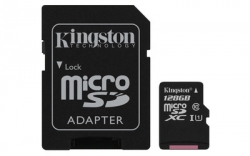 Kingston 128GB microSDXC UHS-I Class 1 (U1) Canvas Select with SD Adapter - SDCS/128GB