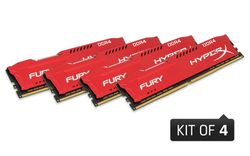 Kingston HyperX 32GB 2400MHz DDR4 CL15 DIMM (Kit of 4) 1Rx8 HyperX FURY Red - HX424C15FR2K4/32