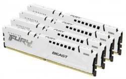 Kingston 64GB 6000MT/s DDR5 CL40 DIMM (Kit of 4) FURY Beast White XMP - KF560C40BWK4-64